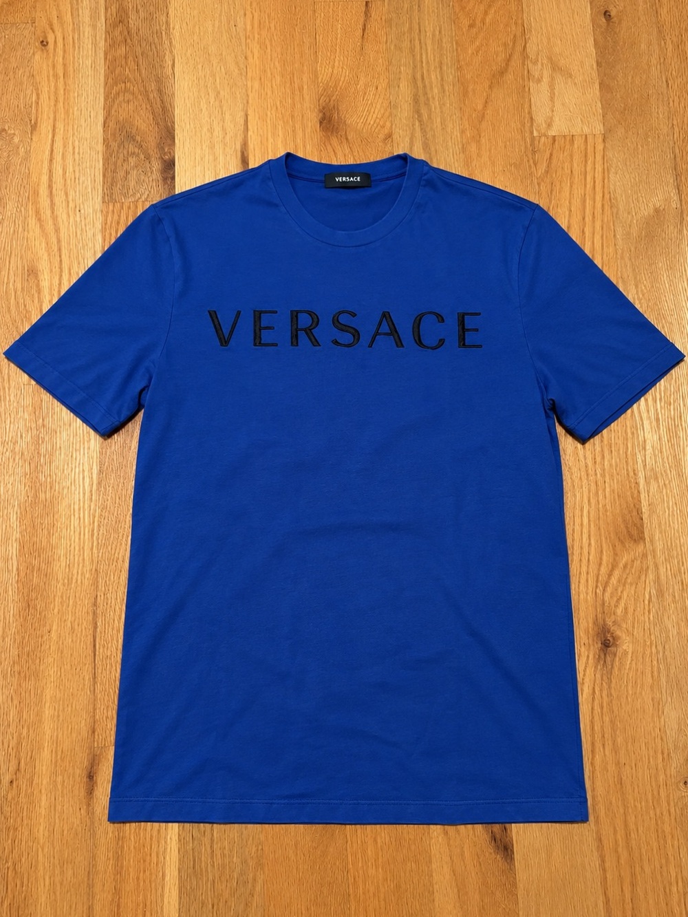 Versace Royal Blue Black Spellout Tshirt